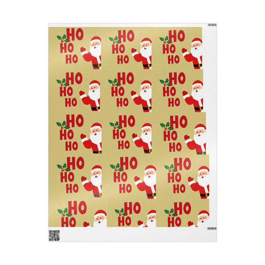 Santa 'Ho Ho Ho' Christmas Wrapping Paper — Festive Holiday Gift Wrap