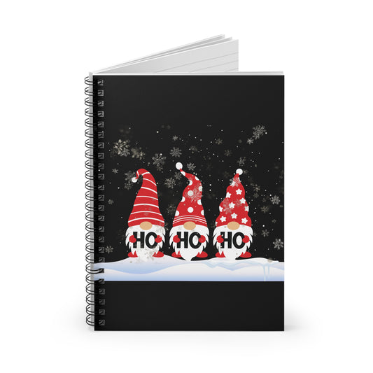 Christmas Gnome Spiral Notebook — 'HO HO HO' Holiday Ruled Journal