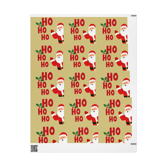 Santa 'Ho Ho Ho' Christmas Wrapping Paper — Festive Holiday Gift Wrap