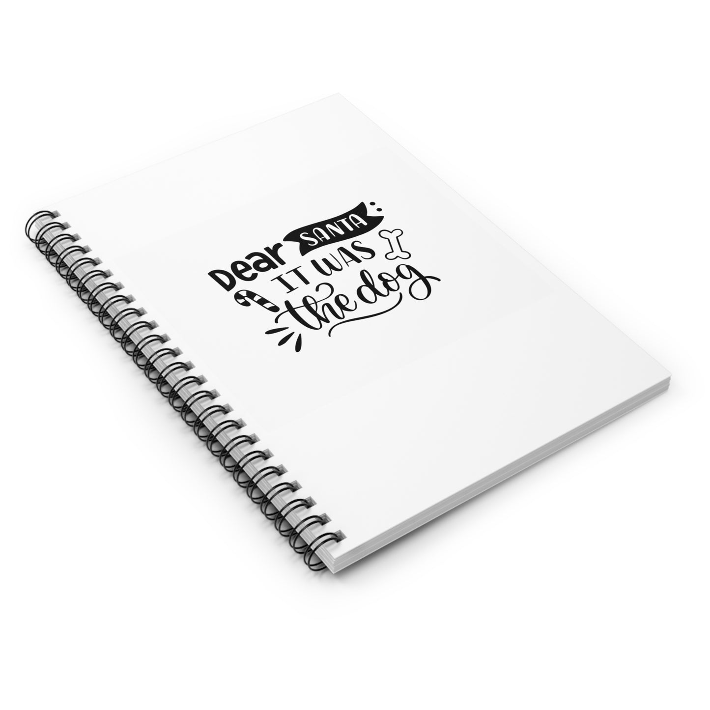 Notebook — "Dear Santa It Was the Dog" Christmas Ruled Spiral Notebook