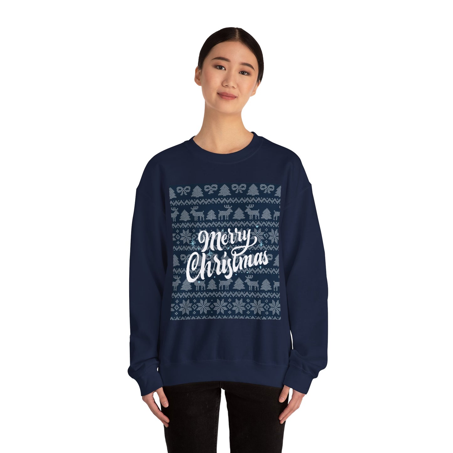 Merry Christmas Crewneck Sweatshirt — Navy Holiday Graphic