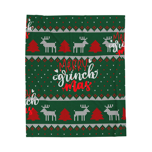 Merry Grinch-mas Plush Blanket – Festive Green Holiday Throw