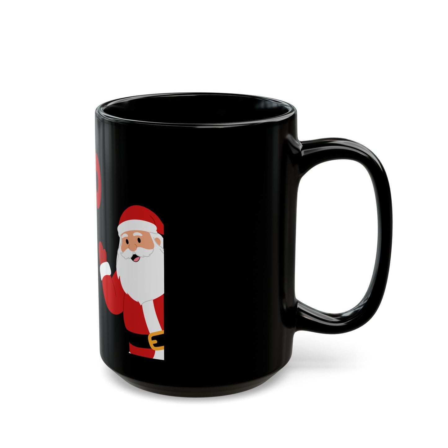 Christmas Santa 'HO HO HO' Black Mug – Festive Holiday Coffee Cup (11oz, 15oz)