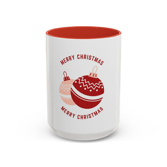 Christmas Ornament Accent Coffee Mug – “Merry Christmas” Red Holiday Coffee Cup