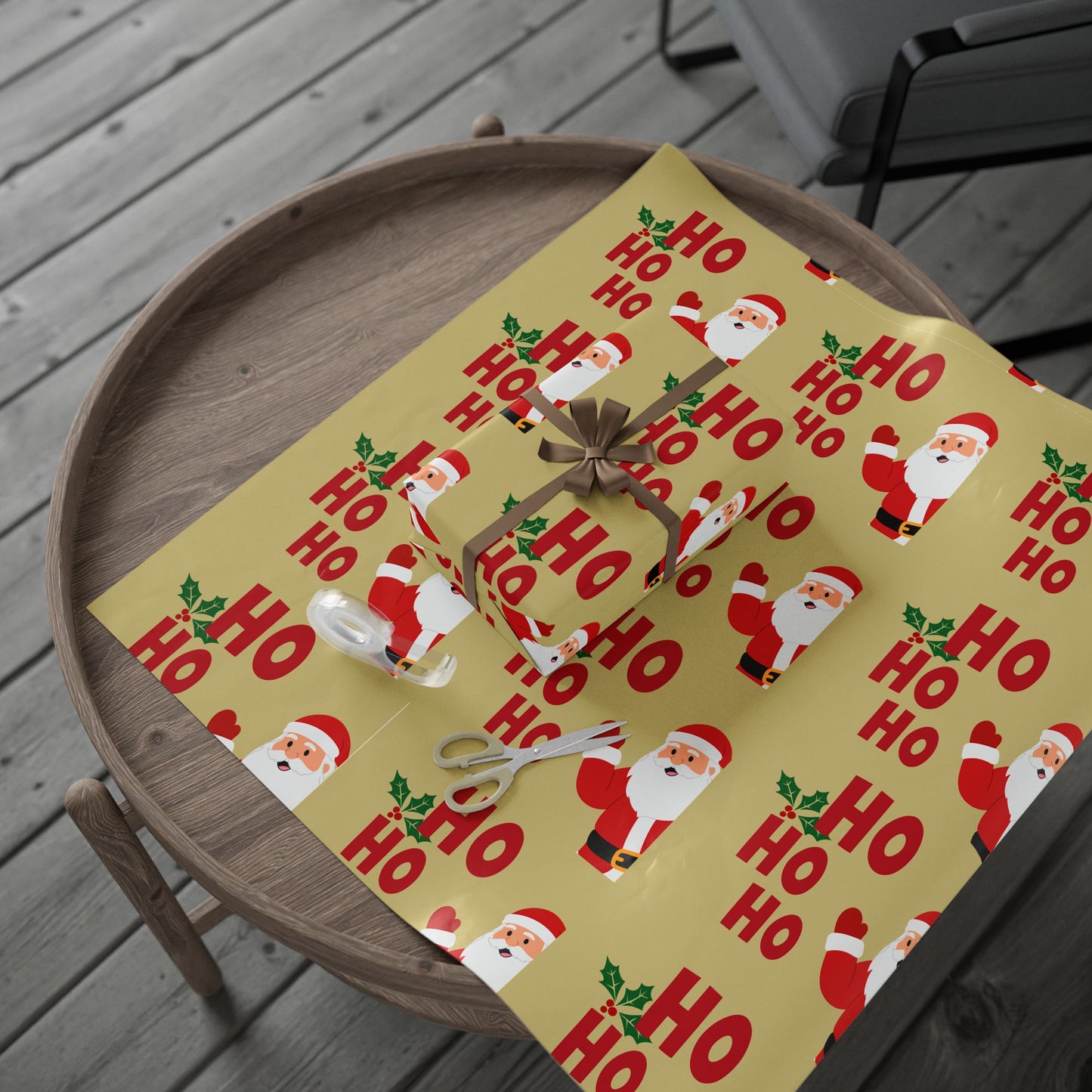 Santa 'Ho Ho Ho' Christmas Wrapping Paper — Festive Holiday Gift Wrap
