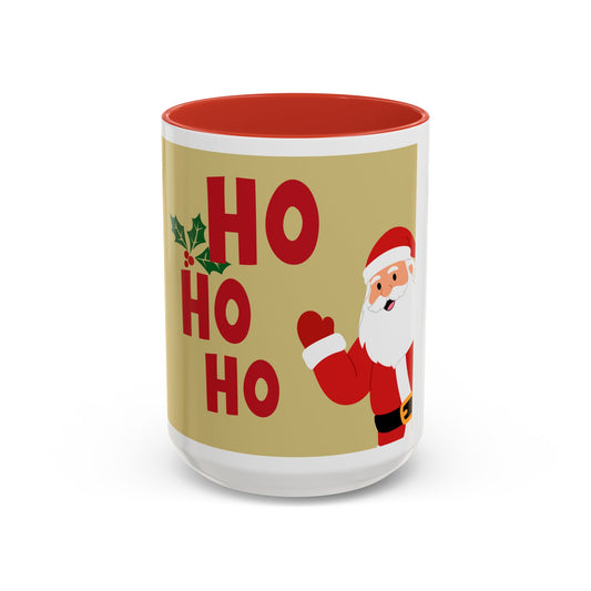 Christmas Santa 'HO HO HO' Accent Coffee Mug - Holiday Holiday Morning Gift