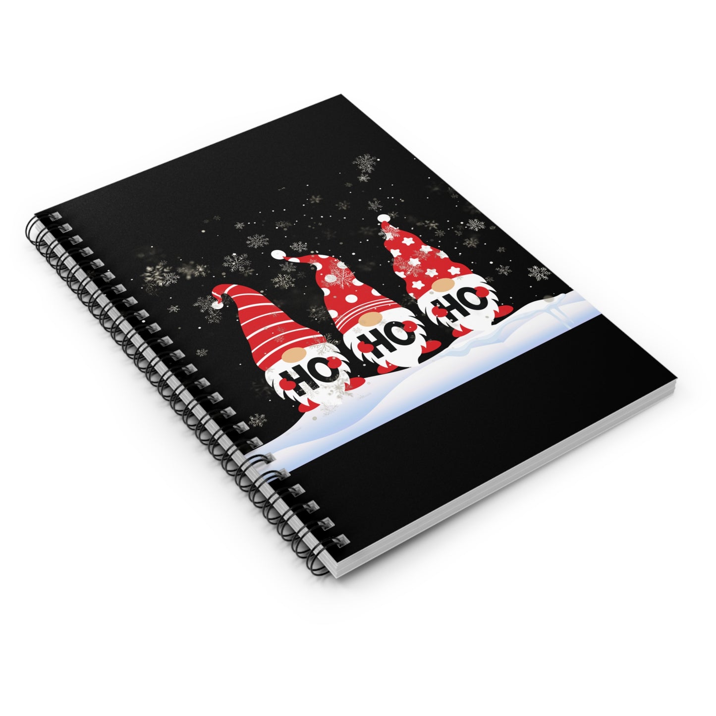 Christmas Gnome Spiral Notebook — 'HO HO HO' Holiday Ruled Journal
