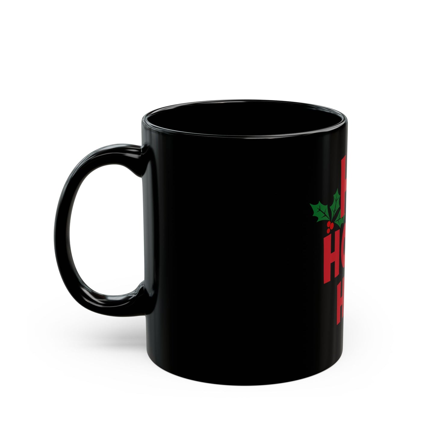 Christmas Santa 'HO HO HO' Black Mug – Festive Holiday Coffee Cup (11oz, 15oz)