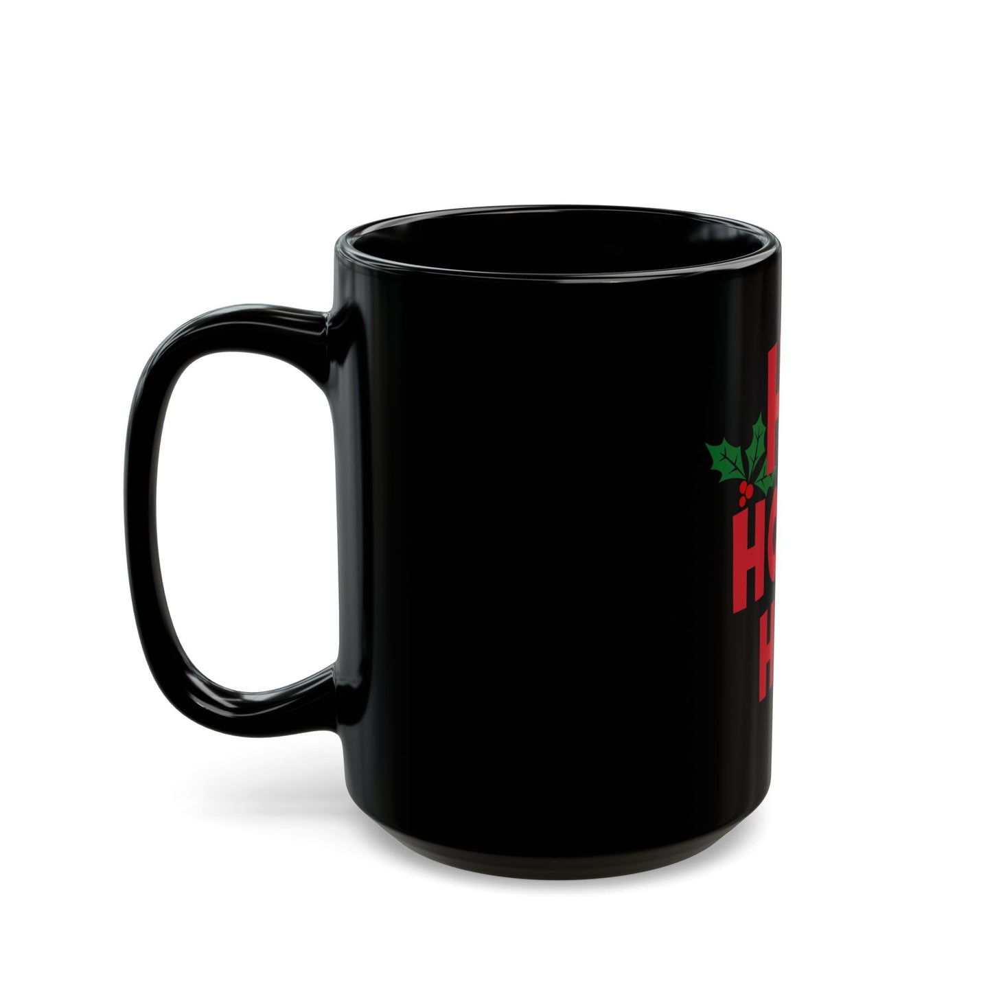 Christmas Santa 'HO HO HO' Black Mug – Festive Holiday Coffee Cup (11oz, 15oz)
