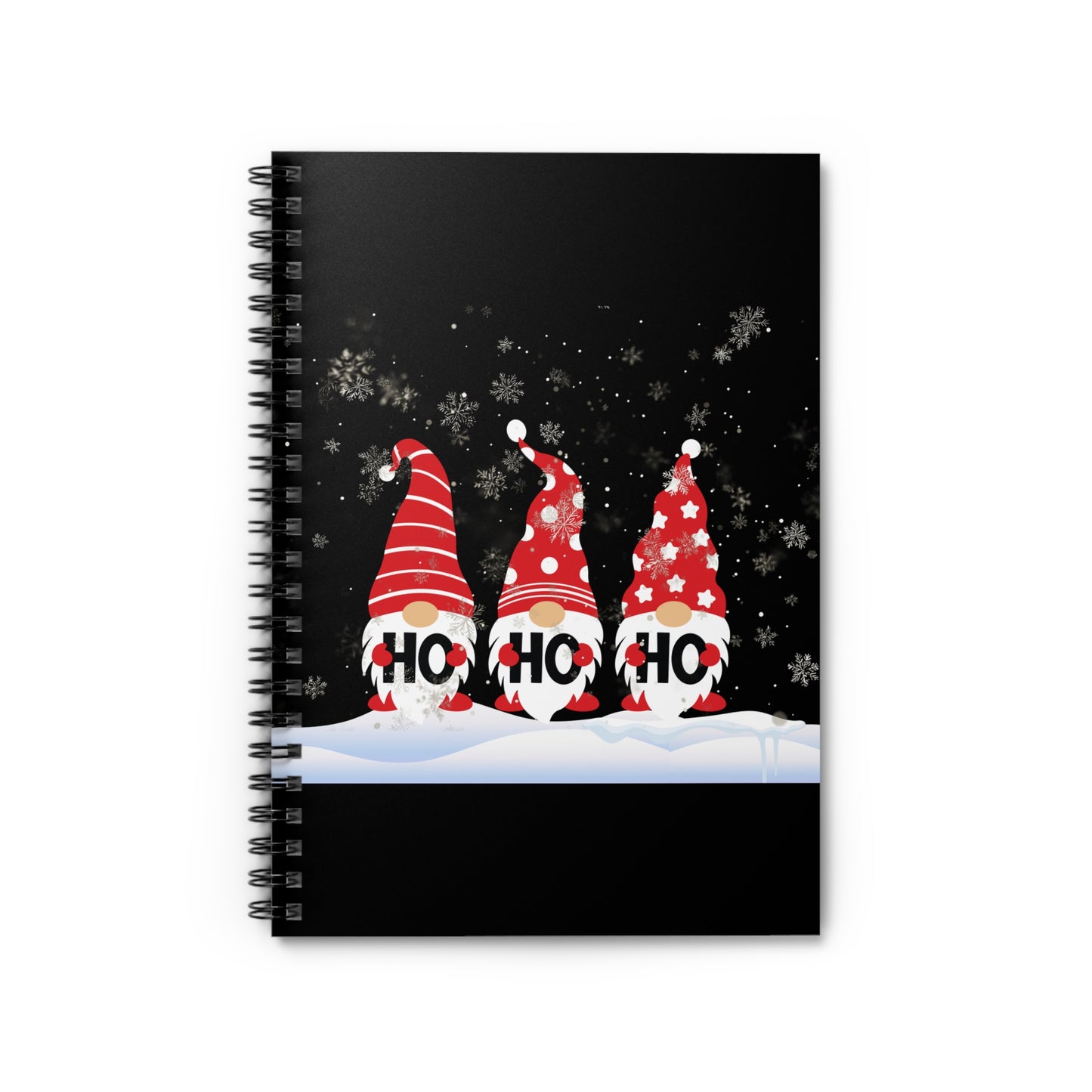 Christmas Gnome Spiral Notebook — 'HO HO HO' Holiday Ruled Journal