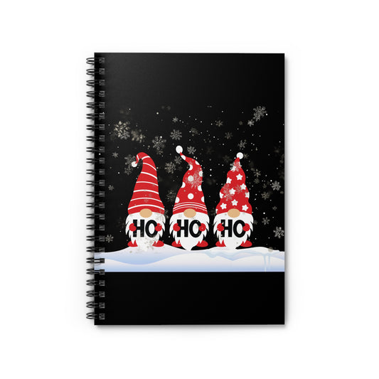 Christmas Gnome Spiral Notebook — 'HO HO HO' Holiday Ruled Journal