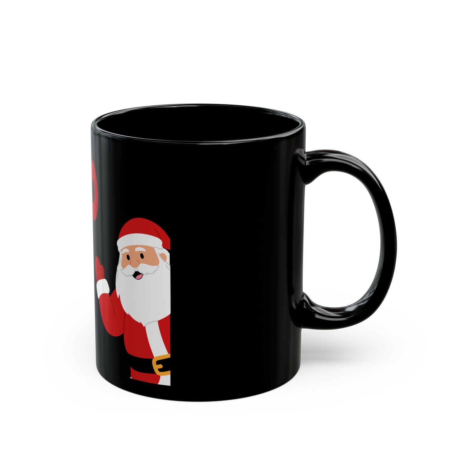 Christmas Santa 'HO HO HO' Black Mug – Festive Holiday Coffee Cup (11oz, 15oz)