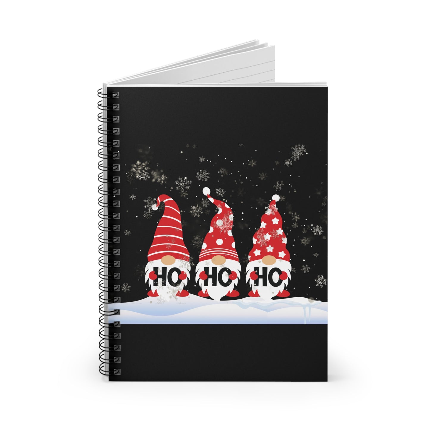 Christmas Gnome Spiral Notebook — 'HO HO HO' Holiday Ruled Journal